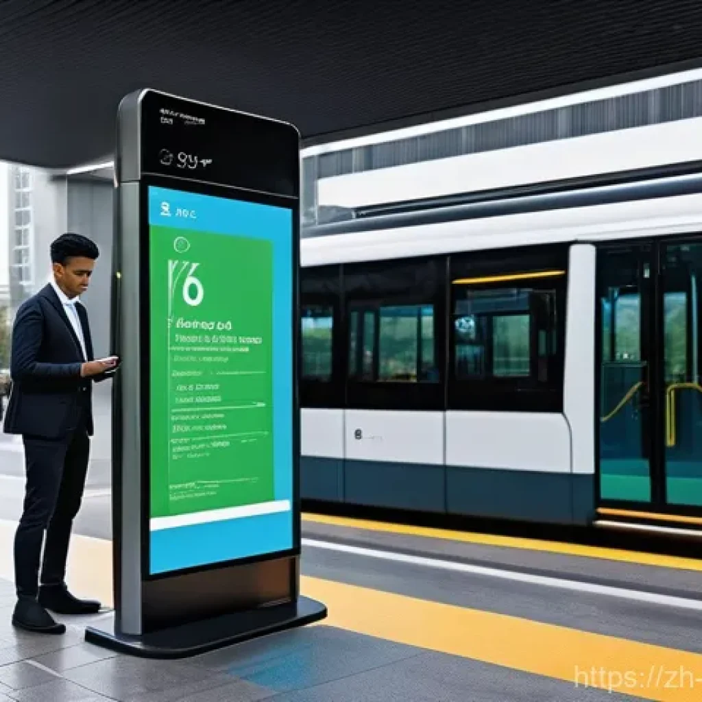 스마트 시티 모빌리티 혁신 - **Smart Public Transport Hub**: A bustling, hyper-modern urban environment featuring a sleek, transp...