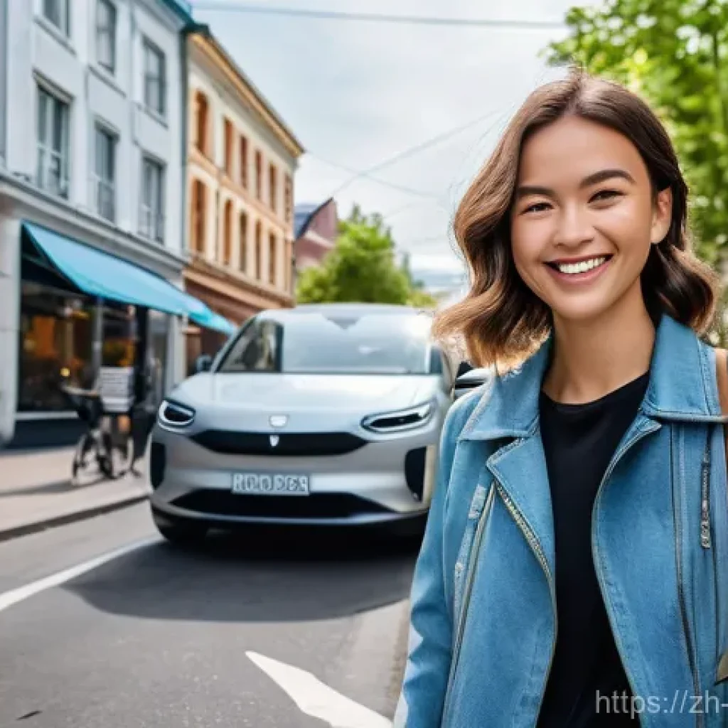 공유 경제와 전기차 - **Urban Discovery with Shared Electric Mobility**
A wide-angle, bright, dynamic shot of a young,...