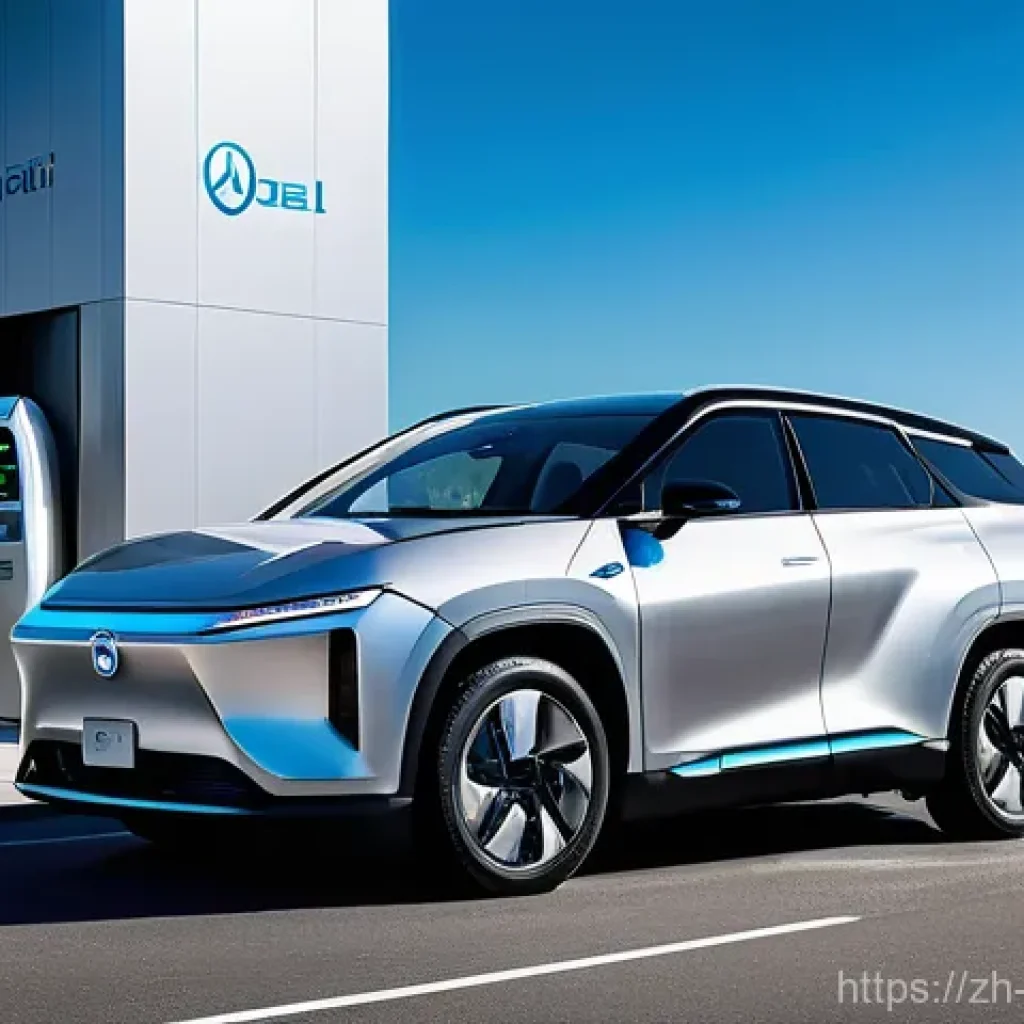 수소차 - **Prompt:** A sleek, futuristic hydrogen fuel cell sedan, designed with smooth lines and a metallic ...