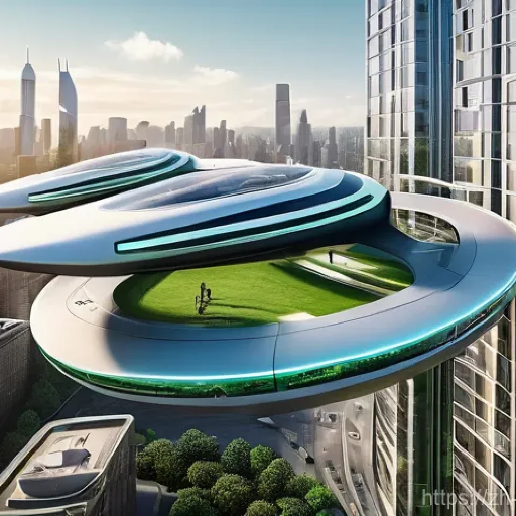 플라잉 택시 비용 - **Prompt:** A futuristic, bustling cityscape at eye level, showcasing a vibrant low-altitude economy...