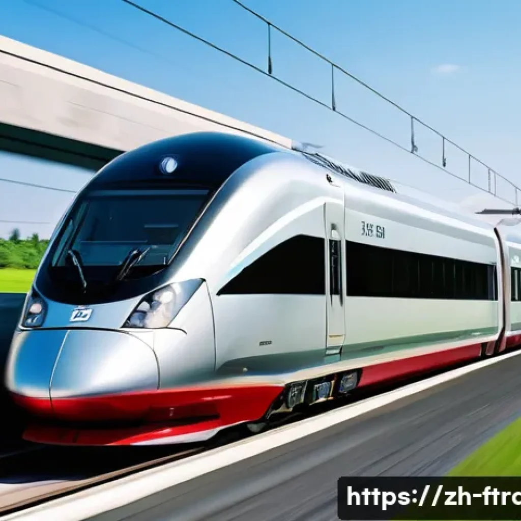 고속철도 기술 - **"A sleek, futuristic 'Fuxing Hao' high-speed train, in silver and crimson, is captured in motion, ...