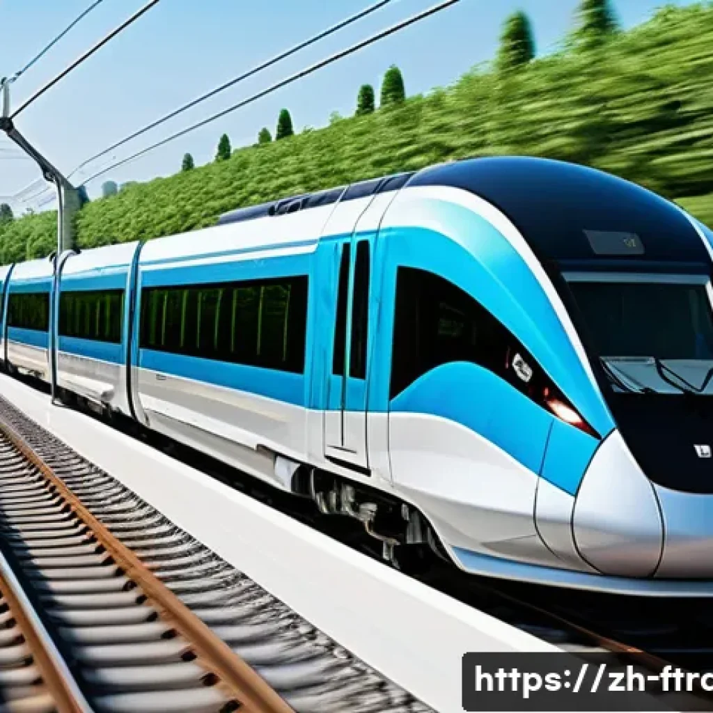고속철도 운행 - A sleek modern high-speed train gliding smoothly on an advanced railway track featuring seamless ste...
