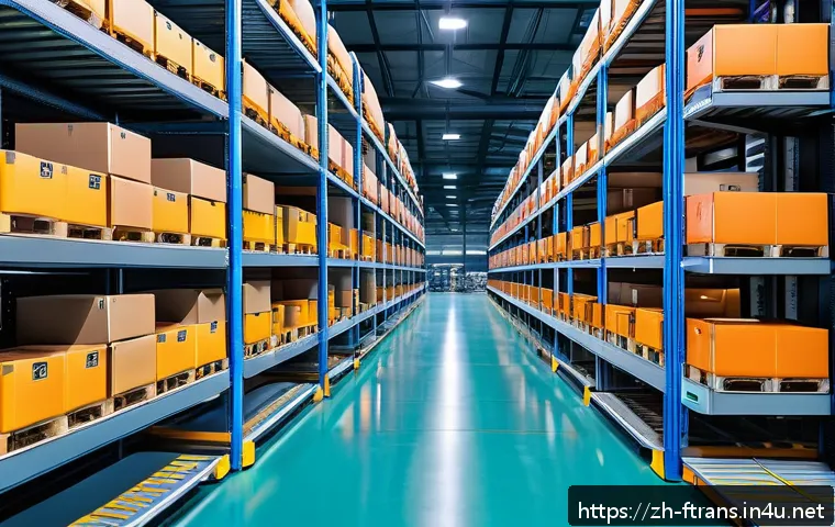 스마트 물류 솔루션 - A futuristic smart warehouse interior bustling with advanced automated robotic sorting systems swift...